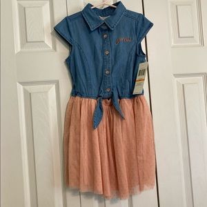 ☘️Guess Short Sleeve Denim Tulle Dress